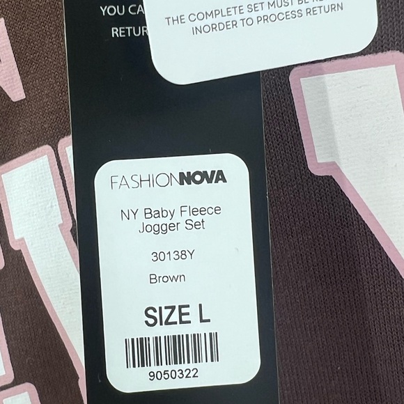 Fashion nova NY Baby Fleece Jogger Set - Brown new large - Picture 7 of 11